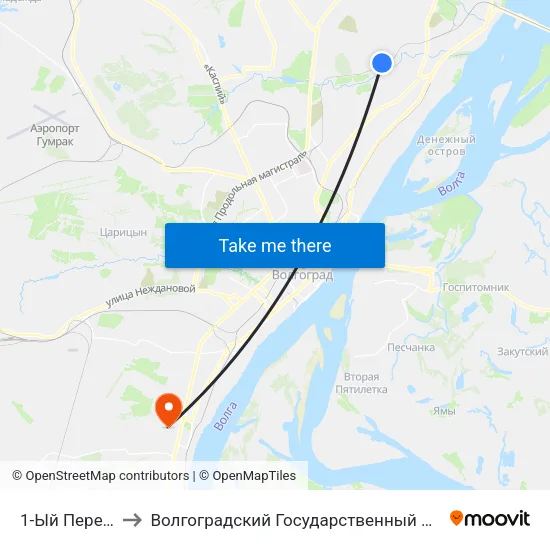 1-Ый Переулок (Б) to Волгоградский Государственный Университет "" Волгу"" map