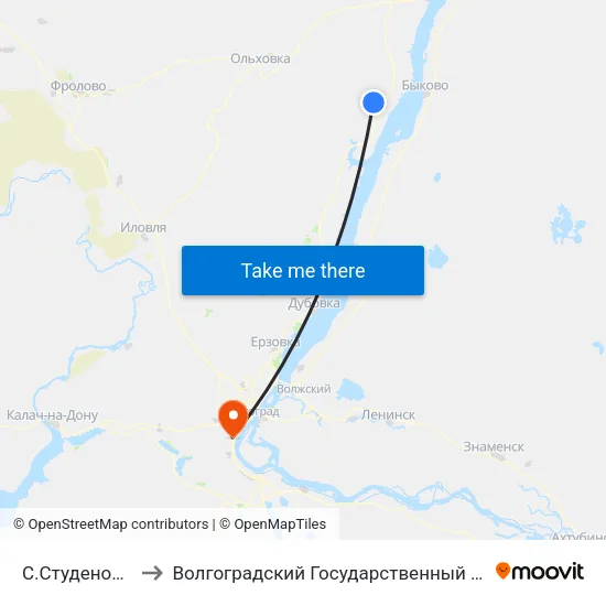 С.Студеновкатр. (Б) to Волгоградский Государственный Университет "" Волгу"" map