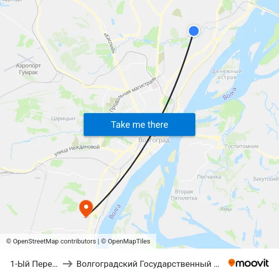1-Ый Переулок (А) to Волгоградский Государственный Университет "" Волгу"" map