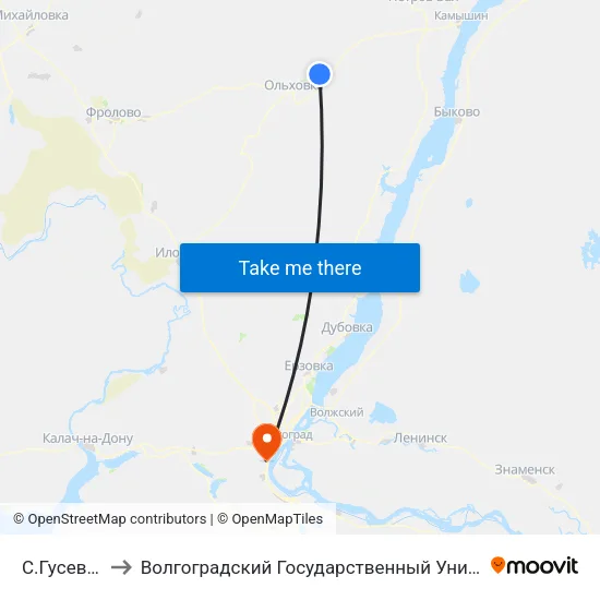 С.Гусевка (А) to Волгоградский Государственный Университет "" Волгу"" map