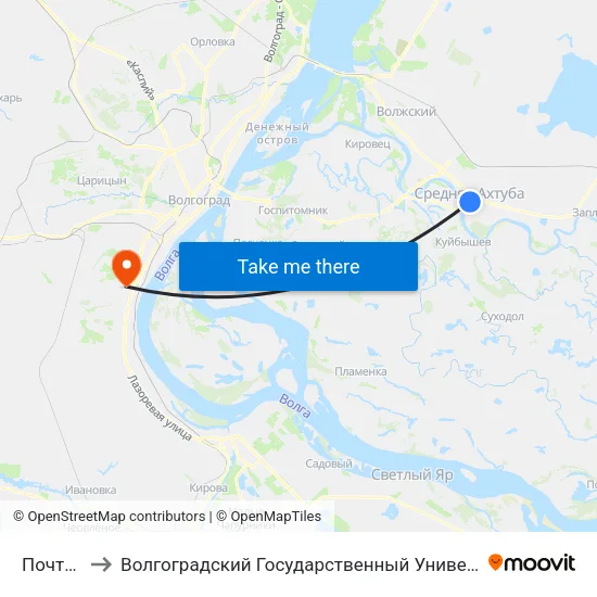 Почта (А) to Волгоградский Государственный Университет "" Волгу"" map