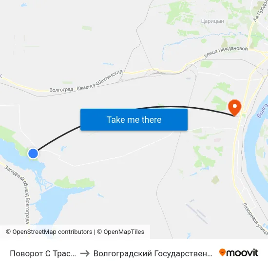 Поворот С Трассы На Дачу (Б) to Волгоградский Государственный Университет "" Волгу"" map