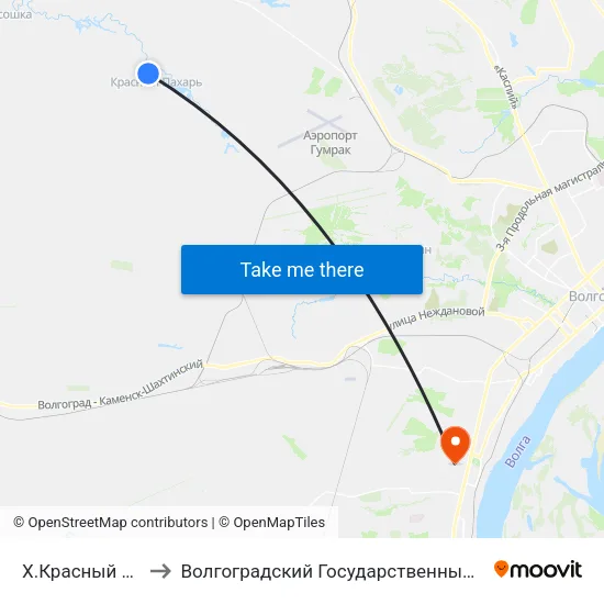 Х.Красный Пахарь (А) to Волгоградский Государственный Университет "" Волгу"" map