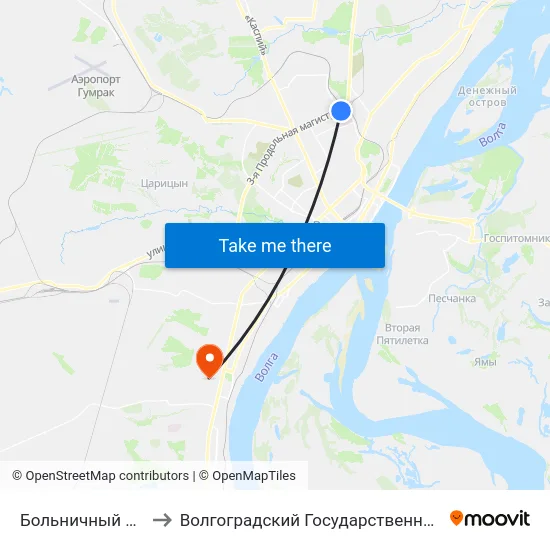 Больничный Комплекс (Б) to Волгоградский Государственный Университет "" Волгу"" map