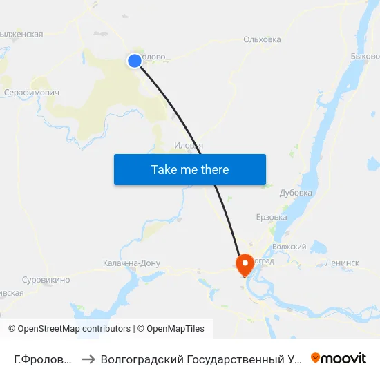 Г.Фролово Тр. (А) to Волгоградский Государственный Университет "" Волгу"" map