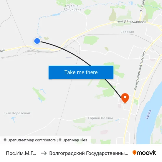 Пос.Им.М.Горького (Б) to Волгоградский Государственный Университет "" Волгу"" map