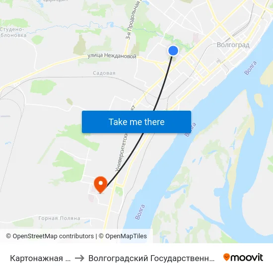 Картонажная Фабрика (Б) to Волгоградский Государственный Университет "" Волгу"" map