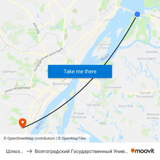 Шлюзы (А) to Волгоградский Государственный Университет "" Волгу"" map