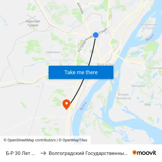 Б-Р 30 Лет Победы (Б) to Волгоградский Государственный Университет "" Волгу"" map
