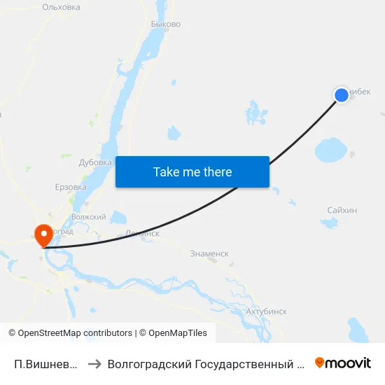 П.Вишневка Тр. (А) to Волгоградский Государственный Университет "" Волгу"" map