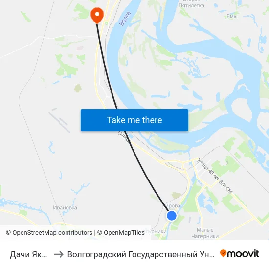 Дачи Якорь (А) to Волгоградский Государственный Университет "" Волгу"" map