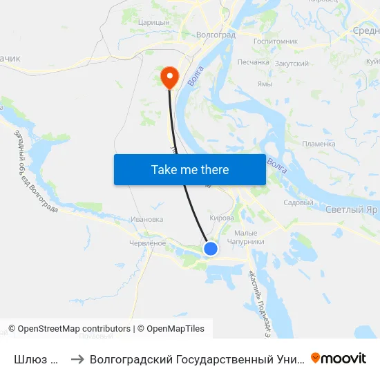 Шлюз №4 (А) to Волгоградский Государственный Университет "" Волгу"" map