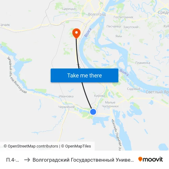 П.4-5 (А) to Волгоградский Государственный Университет "" Волгу"" map