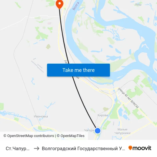 Ст.Чапурники (А) to Волгоградский Государственный Университет "" Волгу"" map