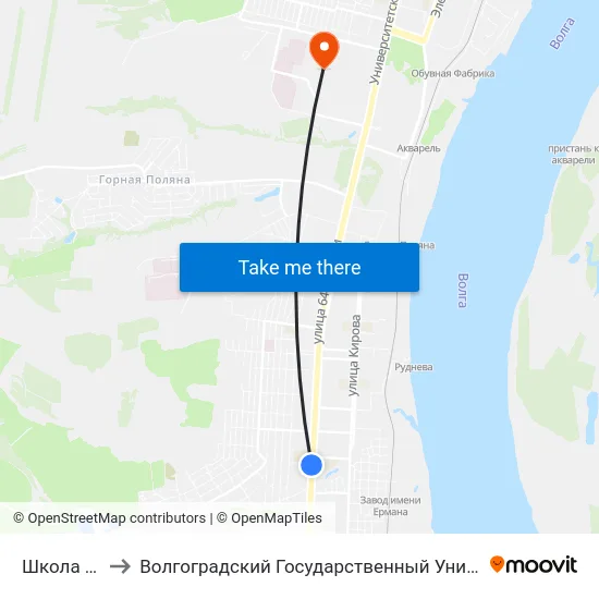 Школа №107 to Волгоградский Государственный Университет "" Волгу"" map