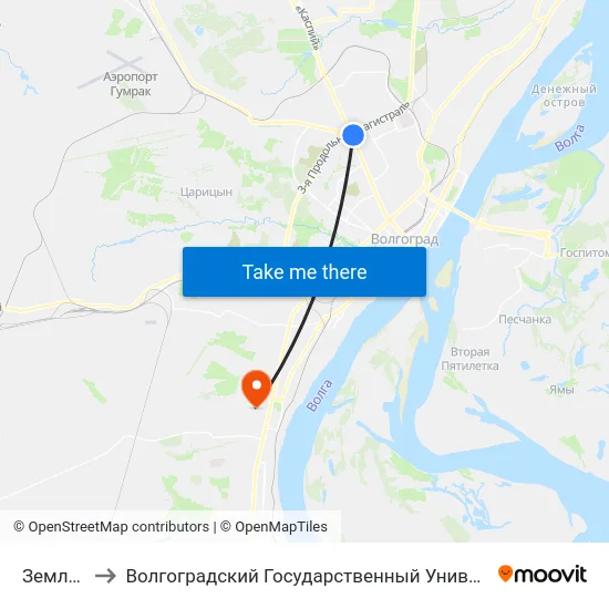 Землячки to Волгоградский Государственный Университет "" Волгу"" map