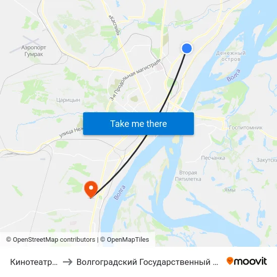 Кинотеатр Юность to Волгоградский Государственный Университет "" Волгу"" map