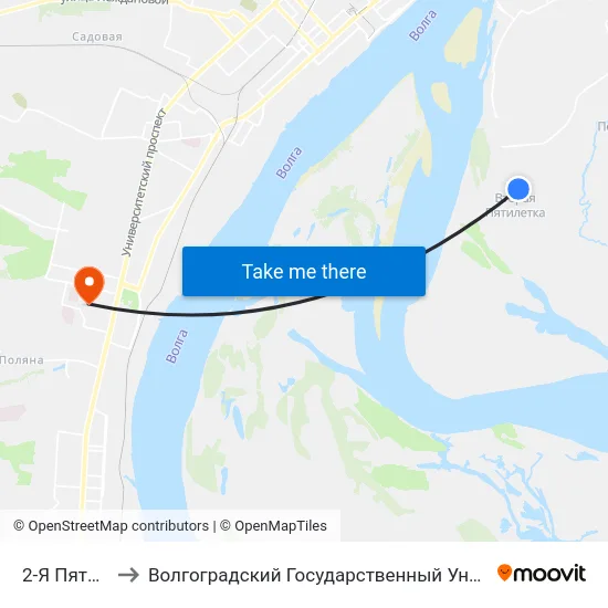2-Я Пятилетка to Волгоградский Государственный Университет "" Волгу"" map