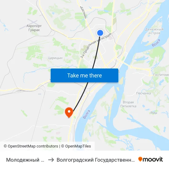 Молодежный Центр Россия to Волгоградский Государственный Университет "" Волгу"" map