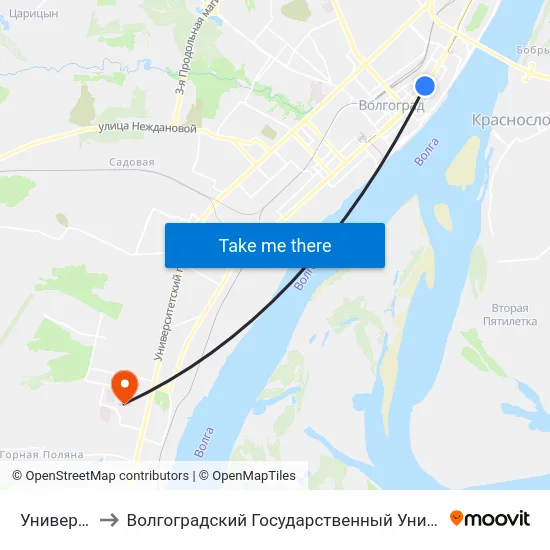 Университет to Волгоградский Государственный Университет "" Волгу"" map