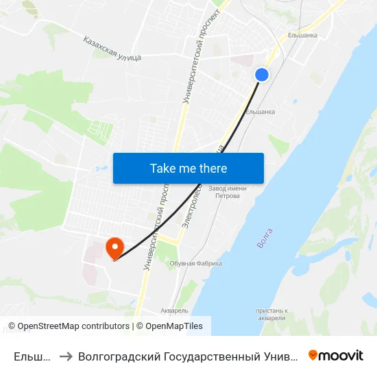 Ельшанка to Волгоградский Государственный Университет "" Волгу"" map