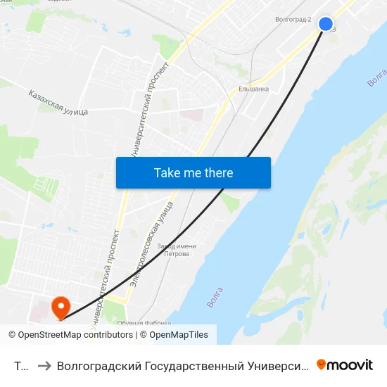 Тюз to Волгоградский Государственный Университет "" Волгу"" map