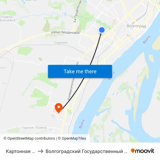 Картонная Фабрика to Волгоградский Государственный Университет "" Волгу"" map