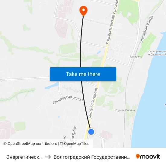 Энергетический Колледж to Волгоградский Государственный Университет "" Волгу"" map