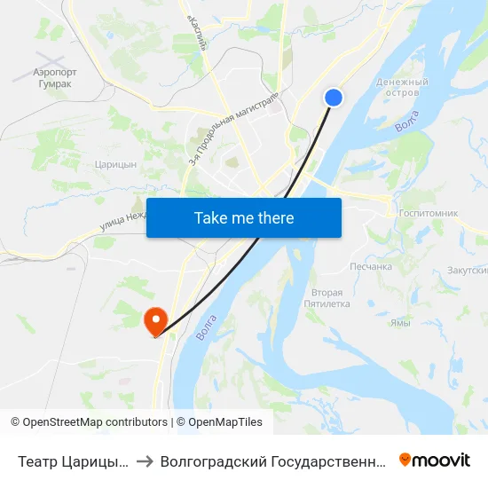 Театр Царицынская Опера to Волгоградский Государственный Университет "" Волгу"" map