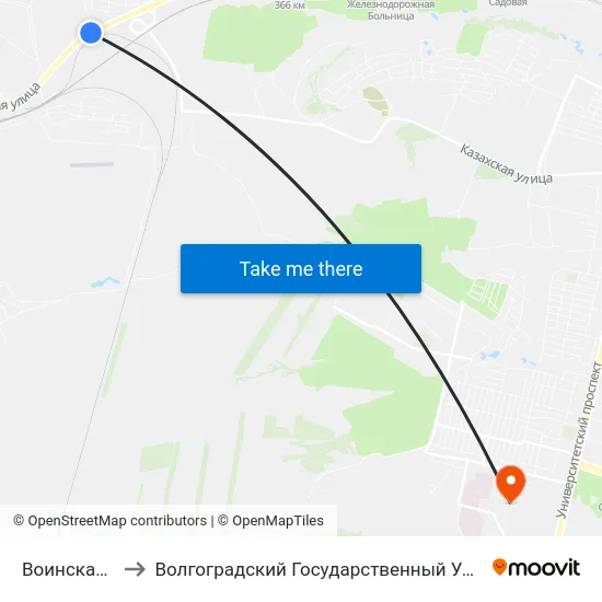 Воинская Часть to Волгоградский Государственный Университет "" Волгу"" map