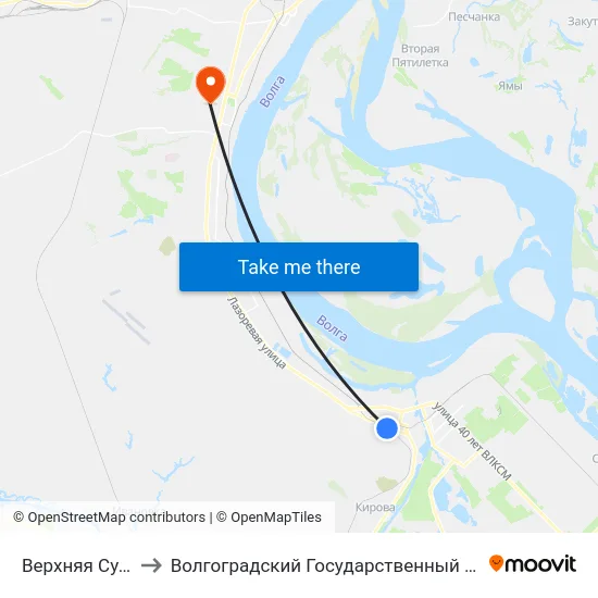 Верхняя Судоверфь to Волгоградский Государственный Университет "" Волгу"" map