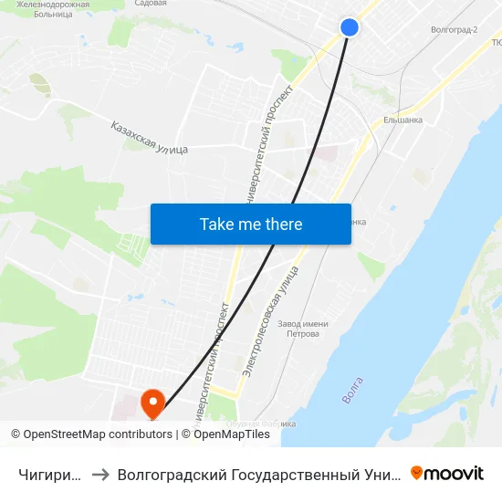 Чигиринская to Волгоградский Государственный Университет "" Волгу"" map