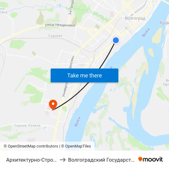 Архитектурно-Строительный Университет to Волгоградский Государственный Университет "" Волгу"" map