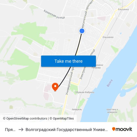 Прямая to Волгоградский Государственный Университет "" Волгу"" map