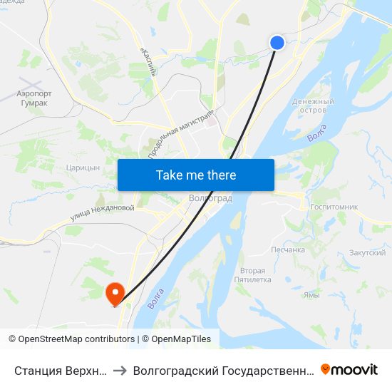 Станция Верхнезареченская to Волгоградский Государственный Университет "" Волгу"" map