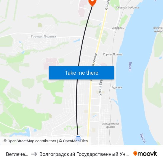 Ветлечебница to Волгоградский Государственный Университет "" Волгу"" map