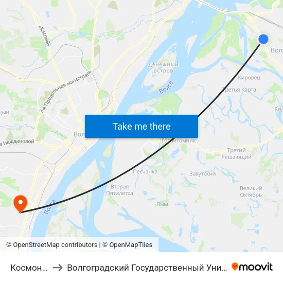 Космонавтов to Волгоградский Государственный Университет "" Волгу"" map
