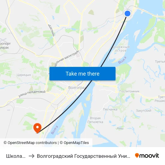 Школа №88 to Волгоградский Государственный Университет "" Волгу"" map