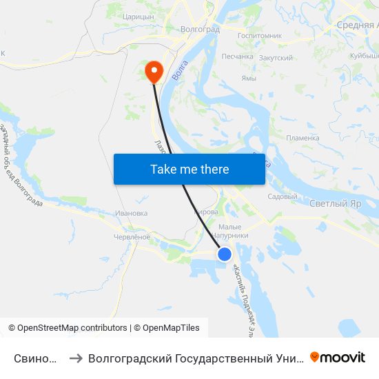 Свиноферма to Волгоградский Государственный Университет "" Волгу"" map