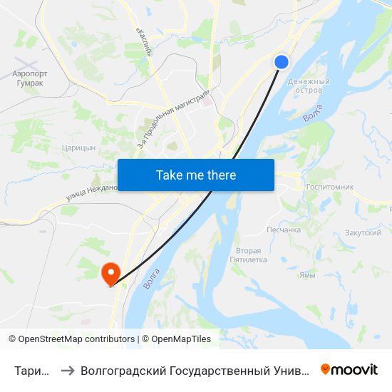 Тарифная to Волгоградский Государственный Университет "" Волгу"" map