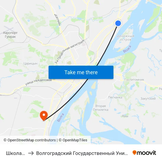 Школа №12 to Волгоградский Государственный Университет "" Волгу"" map