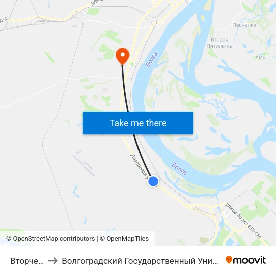 Вторчермет to Волгоградский Государственный Университет "" Волгу"" map