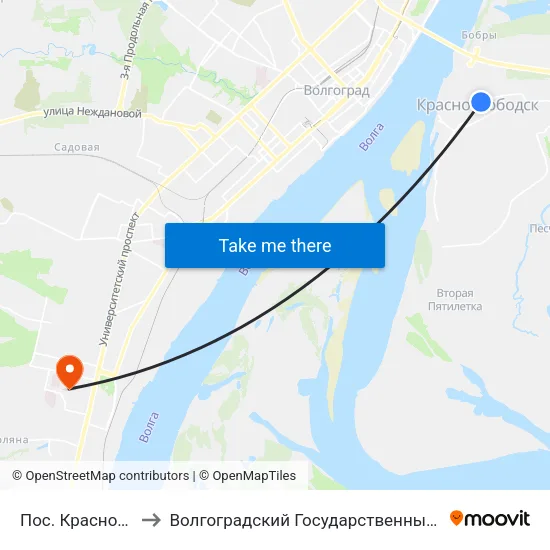 Пос. Краснослободск-2 to Волгоградский Государственный Университет "" Волгу"" map
