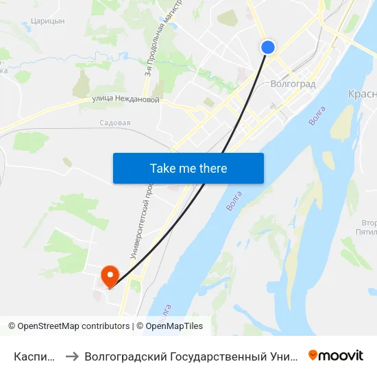 Каспийская to Волгоградский Государственный Университет "" Волгу"" map