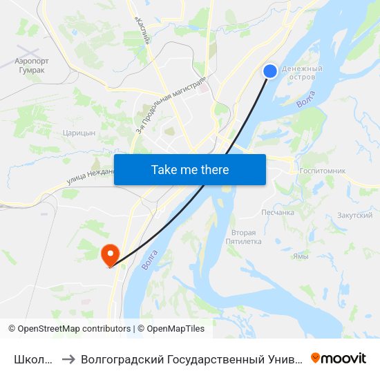 Школа №2 to Волгоградский Государственный Университет "" Волгу"" map