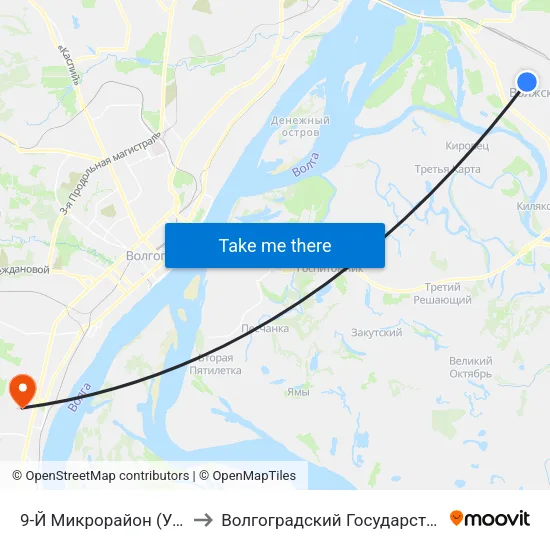 9-Й Микрорайон (Ул. Фридриха Энгельса) to Волгоградский Государственный Университет "" Волгу"" map
