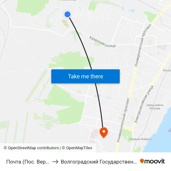 Почта (Пос. Верхняя Ельшанка) to Волгоградский Государственный Университет "" Волгу"" map