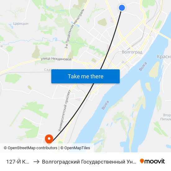 127-Й Квартал to Волгоградский Государственный Университет "" Волгу"" map