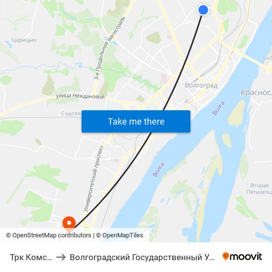 Трк Комсомолл to Волгоградский Государственный Университет "" Волгу"" map