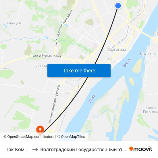 Трк Комсомолл to Волгоградский Государственный Университет "" Волгу"" map